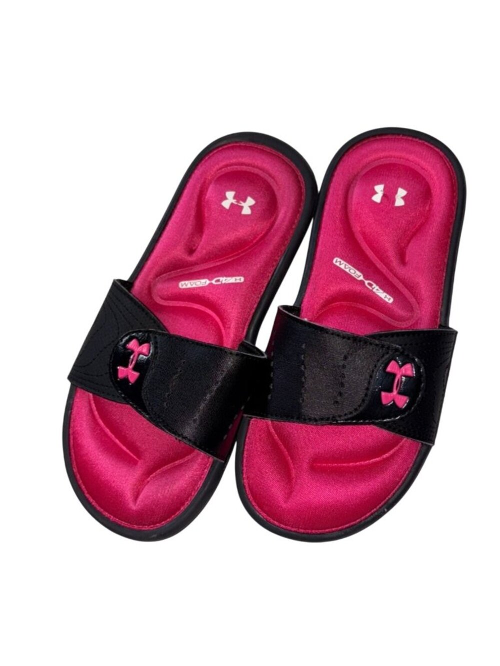 Under Armour UA Ignite IX Girls Slides/Sandals-Pink/Black-Size 2Y-GUC